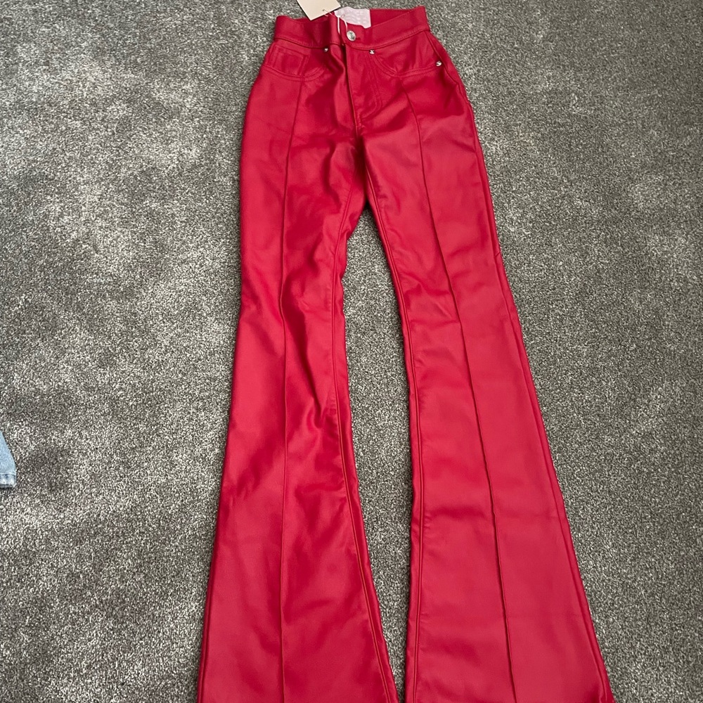 Nwt Revice Denim Leather flare Jeans